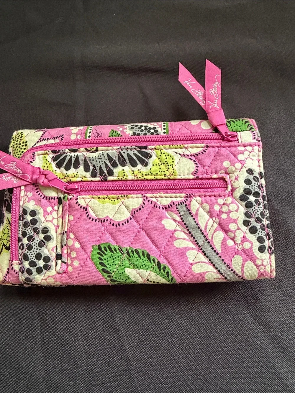 Vera Bradley Pink Green Floral Quilted Wallet - Picture 4 of 10